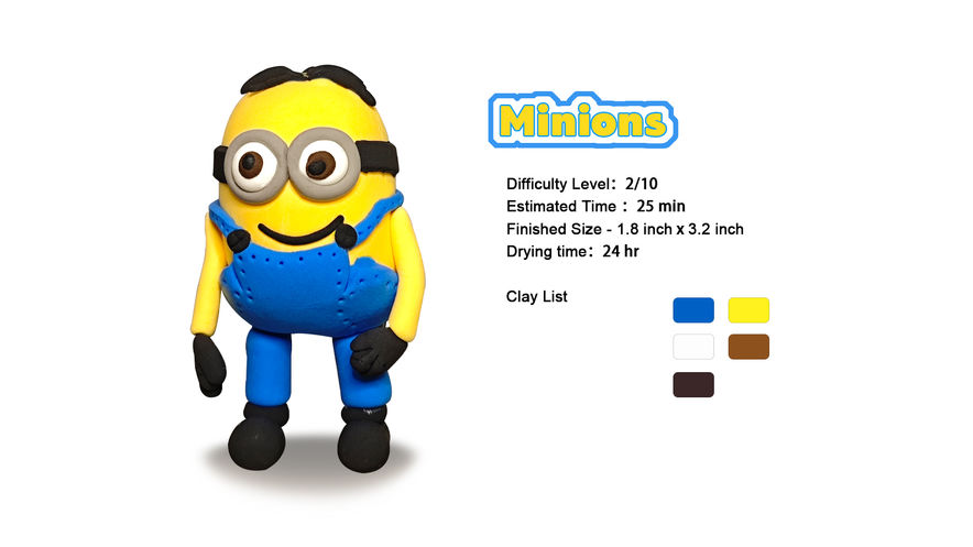 Minions CoolorCat Air Dry Clay Step by Step Tutorial